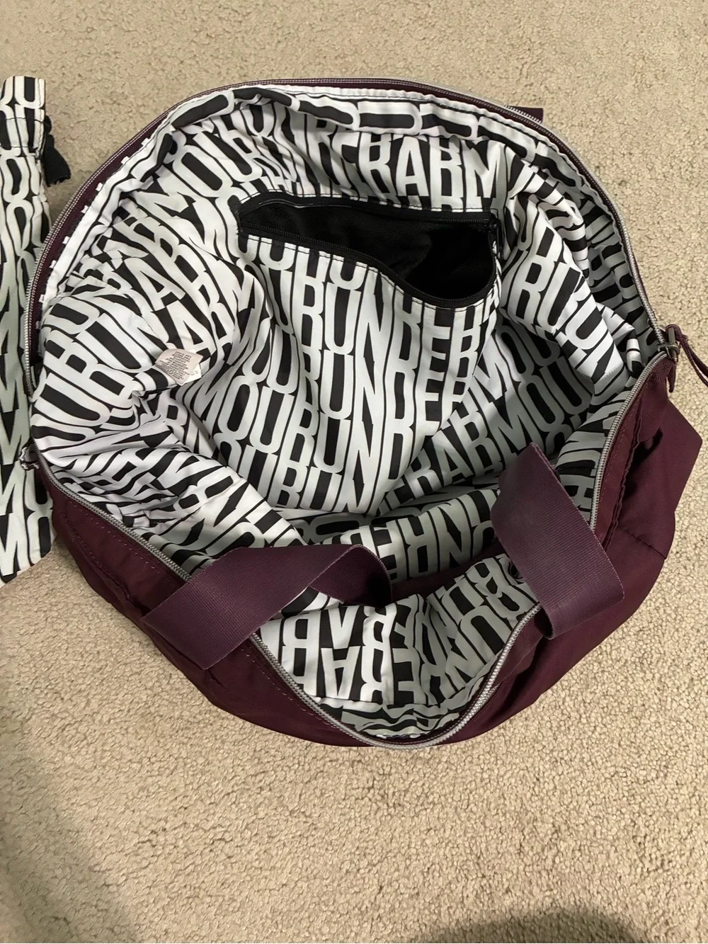 Under Armour Plum Carryall Tote with Black & White Logo Pouch